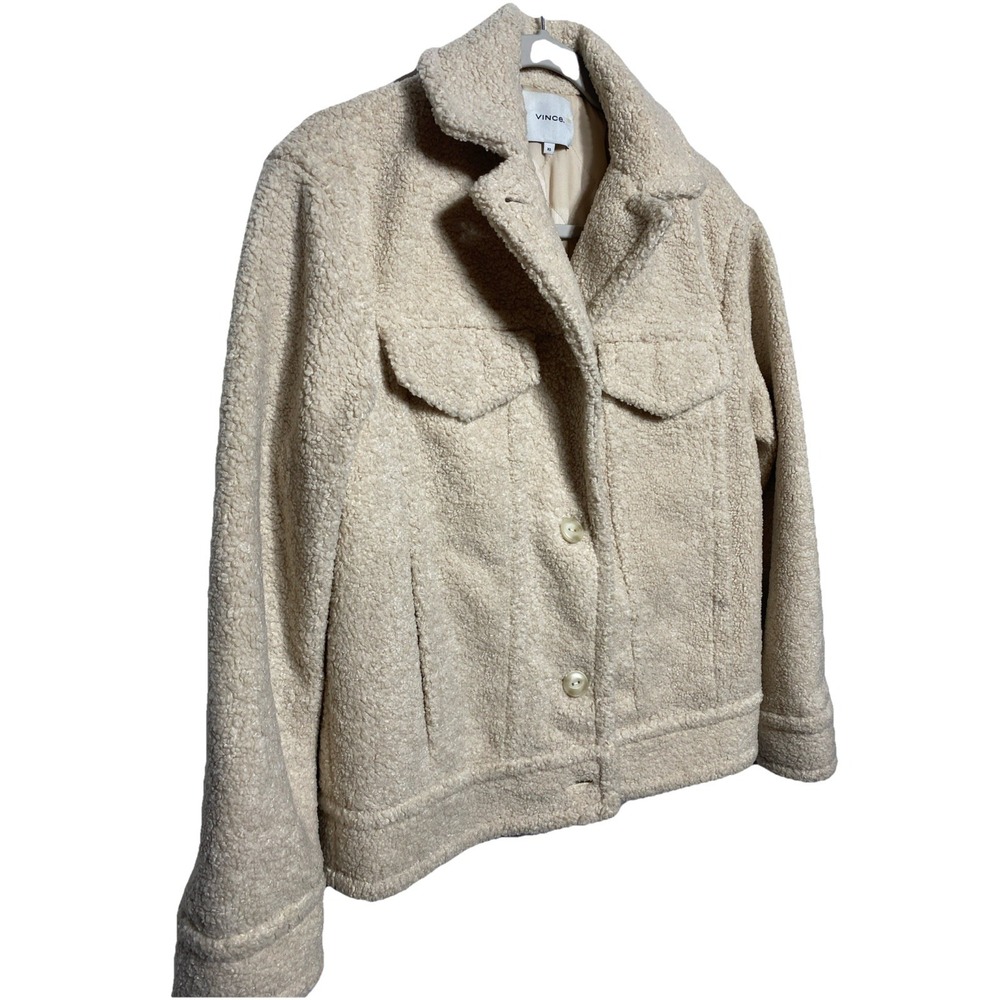 Vince Faux Sherpa Trucker Jacket in Pearl Women's Size XS